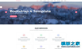 漂亮大图幻灯粉红色bootstrap4引导页模板